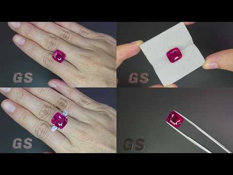 Unheated Vivid red cushion cut ruby 8.05 carats, Mozambique ID 12056