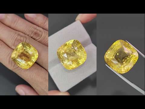 Unheated yellow sapphire cushion cut 45.46 carats, Sri Lanka ID 11978