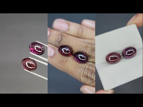 Pair of rhodolite garnets cabochon cut 11.56 carats, Madagascar ID 11576