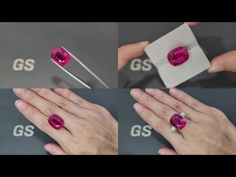 Rubellite tourmaline Hot pink in cushion cut 14.63 carats, Nigeria ID 10828