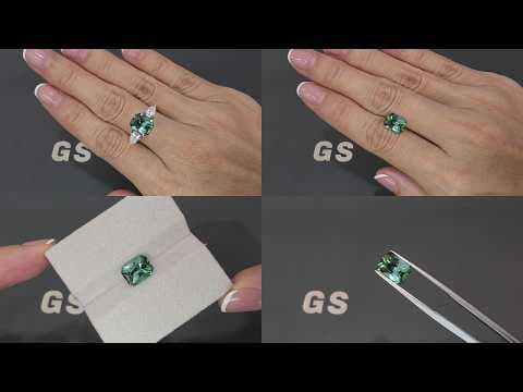 Blue green tourmaline radiant cut 2.40 carats, Africa ID 12285