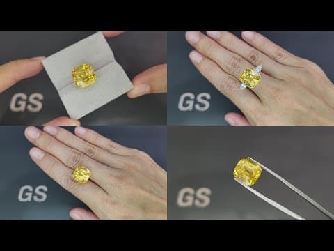 Unheated sapphire Golden Yellow cushion cut 15.15 carats, Sri Lanka ID 10985