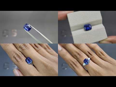Unheated sapphire Royal Blue cushion cut 3.55 carats, Sri Lanka ID 12137