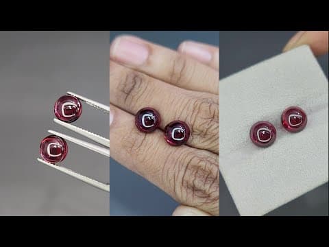 Pair of rhodolite garnets cabochon cut 5.63 carats, Madagascar ID 11566