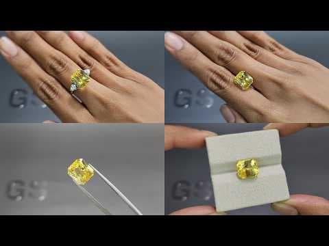 Unheated yellow sapphire radiant cut 8.66 carats, Sri Lanka ID 12147