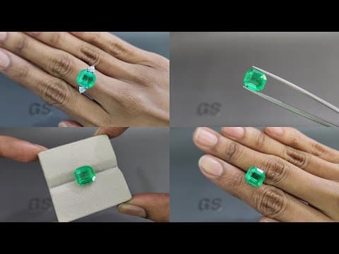 Intense green emerald in octagon cut 5.43 carats, Colombia ID 11101
