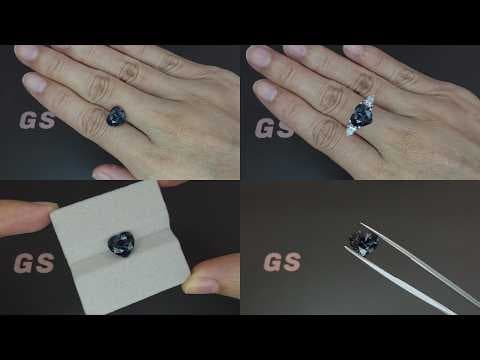 Gray blue spinel heart shape 3.65 carats, Tanzania ID 12122