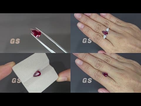 Unheated ruby Pigeon’s blood pear cut 2.03 carats, Mozambique ID 11899