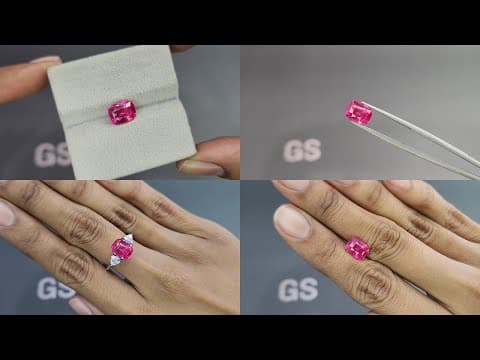 Vibrant Vivid Pink Mahenge spinel in cushion cut 2.57 carats, Tanzania ID 10788