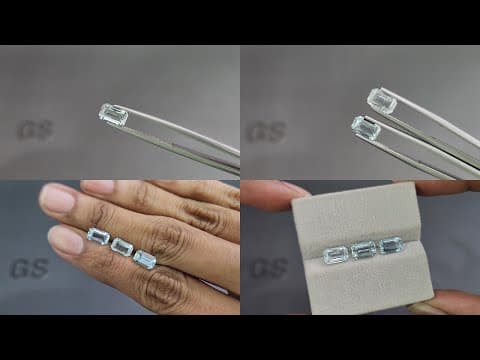 Set of aquamarines octagon cut 3.32 carats, Madagascar ID 11015