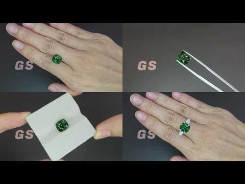 Tsavorite garnet cushion cut 5.05 carats, Tanzania ID 12119