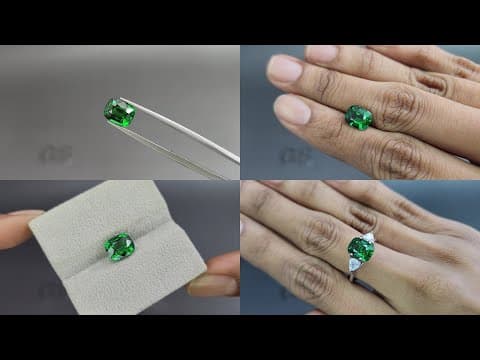 Garnet tsavorite cushion cut 3.01 carats, Africa ID 11420