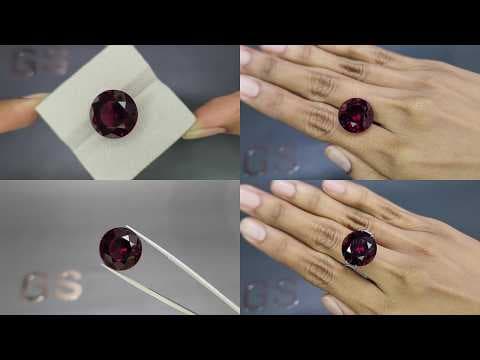 Large rhodolite garnet round cut 23.90 carats, Africa ID 12298