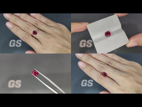 Unheated Crimson Red ruby cushion cut 2.02 carats, Mozambique. Gubelin ID 10971