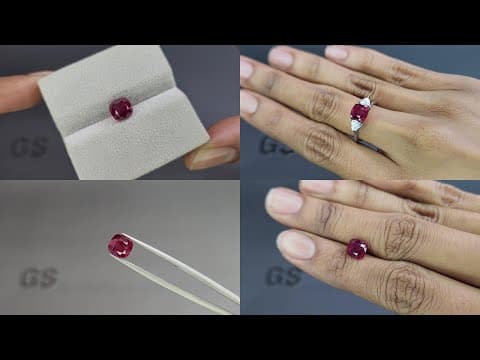 Ruby Pigeon Blood cushion cut 2.67 carats, Mozambique ID 10978