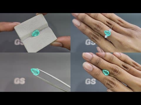 Neon blue Paraiba tourmaline in pear cut 1.84 carats, Mozambique ID 10843