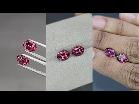 Pair of rhodolite garnets oval cut 2.84 carats, Madagascar ID 11565