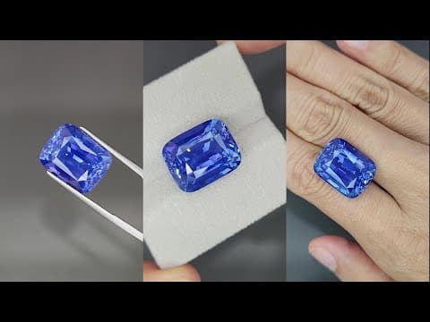 Collectible unheated Cornflower Blue sapphire in cushion cut 22 carats, Sri Lanka, GRS ID 11802