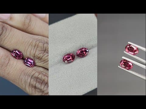 Pair of rhodolite garnets oval cut 2.18 carats, Madagascar ID 11584