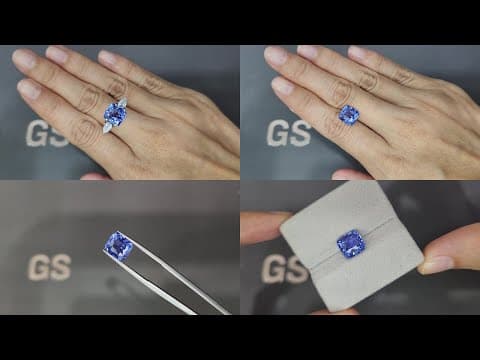 Unheated Cornflower Blue sapphire in cushion cut 4.59 carats, Sri Lanka ID 11674
