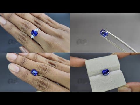 Sapphire Royal Blue cushion cut 3.24 carats, Sri Lanka ID 11403