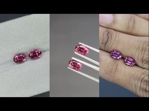 Pair of rhodolite garnets oval cut 2.19 carats, Madagascar ID 11586
