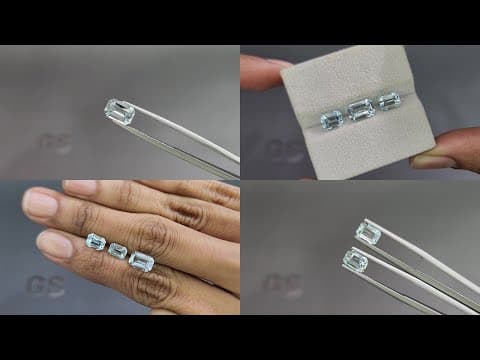 Set of aquamarines octagon cut 3.54 carats, Madagascar ID 11012