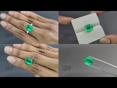 Vivid Green emerald with rare Butterfly-wing effect Mariposa in octagon cut 5.67 carats, Colombia ID 11100