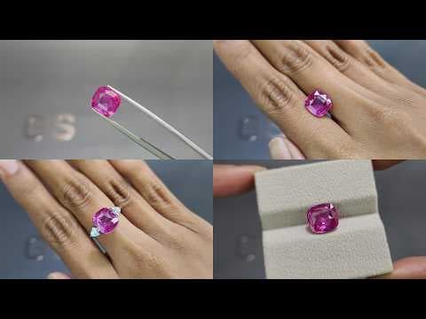 Unheated pink sapphire cushion cut 5.02 carats, Sri Lanka ID 12139