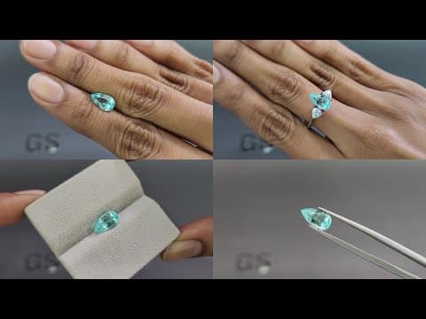 Neon Paraiba tourmaline greenish blue pear cut 1.55 carats, Mozambique ID 10993
