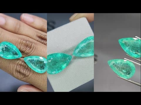 Pair of Paraiba tourmalines Neon Greenish Blue pear cut 29.52 carats, Mozambique ID 11627