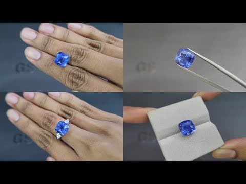 Unheated sapphire Cornflower Blue cushion cut 8.14 carats, Sri Lanka ID 11591