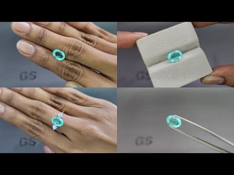 Neon tourmaline Paraiba greenish blue oval cut 2.06 carats, Mozambique ID 10984