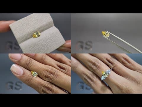 Unheated yellow sapphire pear cut 1.10 carats, Sri Lanka ID 11874