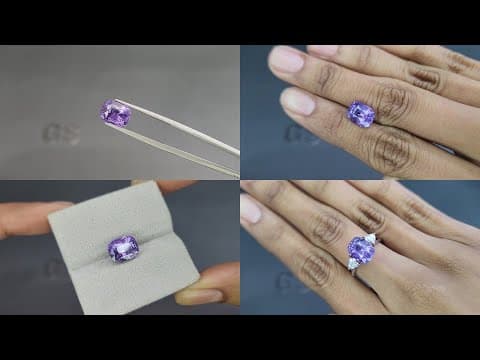 Unheated Lavender sapphire cushion cut 5.05 carats, Madagascar ID 11593