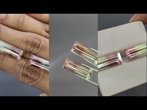 Pair of watermelon tourmalines baguette cut 17.71 carats, Africa ID 11060