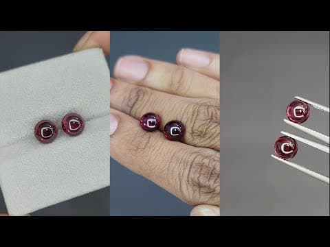 Pair of rhodolite garnets cabochon cut 3.85 carats, Madagascar ID 11577
