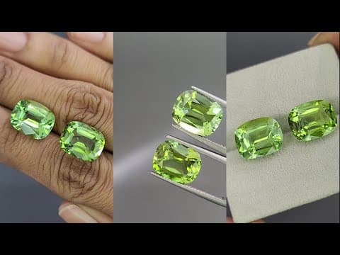 Pair of green tourmalines cushion cut 13.79 carats, Colombia ID 11061