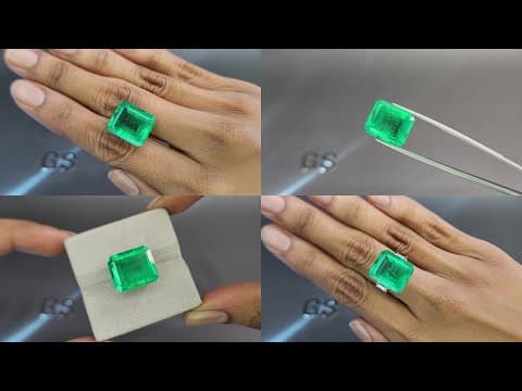 Emerald Vivid Green octagon cut 13.66 carats, Colombia ID 11042