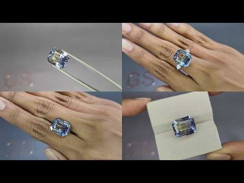 Unheated Bi-Color yellow-blue sapphire in octagon cut 15.45 carats, Sri Lanka ID 12301