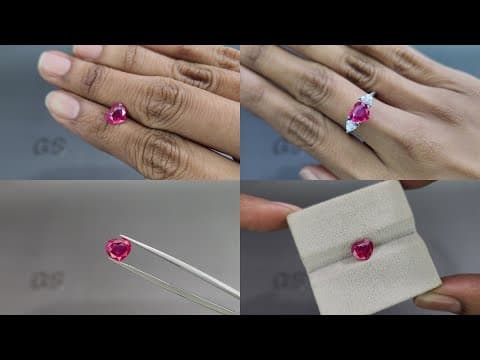 Unheated Intense Red ruby in heart shape 1.53 carats, Mozambique ID 11096