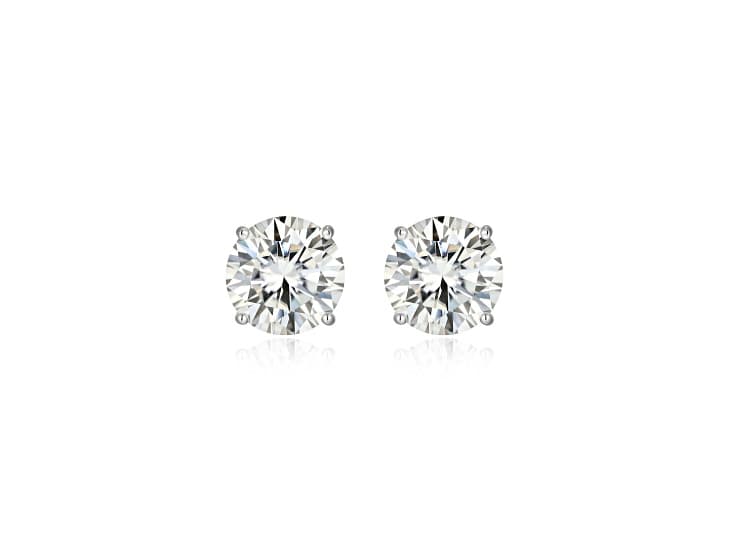 Round Moissanite Platineve Stud Earrings 3.80ctw DEW