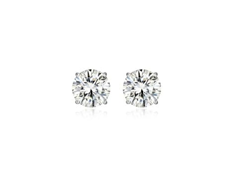 Round Moissanite Platineve Stud Earrings 3.80ctw DEW