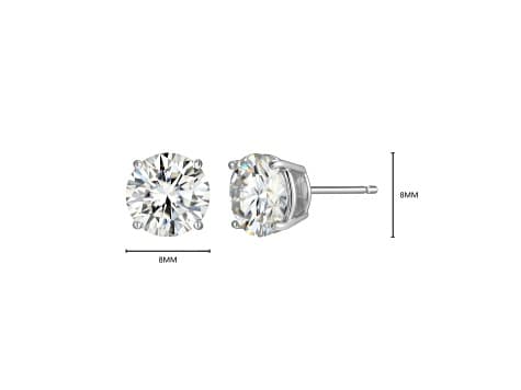 Round Moissanite Platineve Stud Earrings 3.80ctw DEW