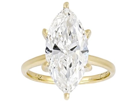 Certified Marquise White Lab-Grown Diamond F VS1 14K Yellow Gold Solitaire Ring 5.00ct