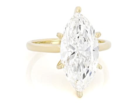 Certified Marquise White Lab-Grown Diamond F VS1 14K Yellow Gold Solitaire Ring 5.00ct
