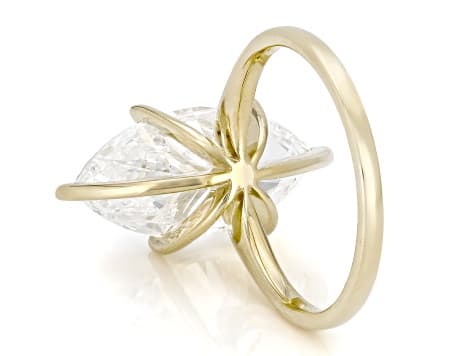 Certified Marquise White Lab-Grown Diamond F VS1 14K Yellow Gold Solitaire Ring 5.00ct