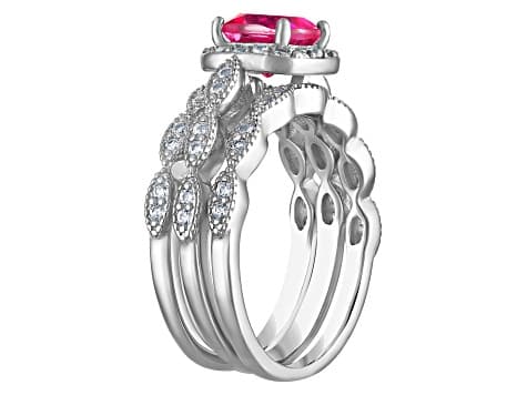 Pink Topaz Sapphire Sterling Silver Ring 1.90ctw