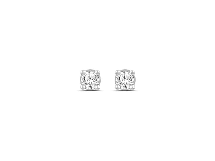 White Lab-Grown Diamond G SI Platinum Over Sterling Silver Solitaire Stud Earrings 0.10ctw