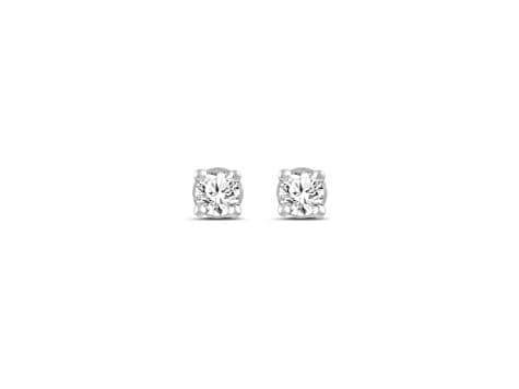 White Lab-Grown Diamond G SI Platinum Over Sterling Silver Solitaire Stud Earrings 0.10ctw